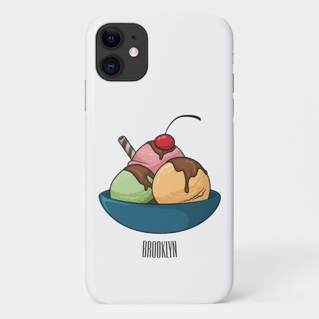 Funda De Case-Mate Para iPhone Ilustracion de helado personalizado (Reverso)