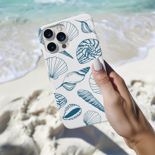 Funda De Case-Mate Para iPhone Ilustracion de la cubierta marina (Sea shell illustrated phone case in blue and white. Other colours available.)