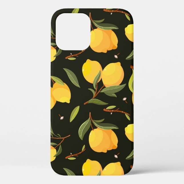 Funda De Case-Mate Para iPhone Ilustración de limón: patrón continuo pintado a ma (Reverso )