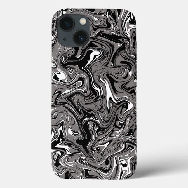 Funda De Case-Mate Para iPhone Ilustracion de mármol abstracto negro (Reverso)