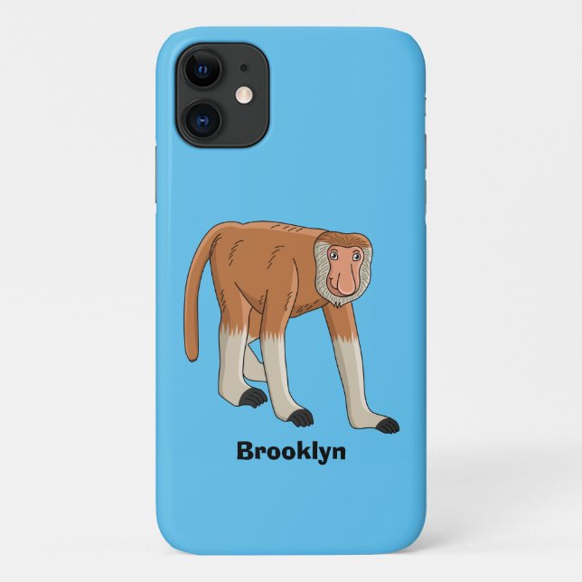 Funda De Case-Mate Para iPhone Ilustración de mono probóscide divertido estilo ca (Reverso)