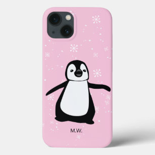 Funda Para iPhone 13 Ilustracion de nieve de invierno pingüino lindo ro