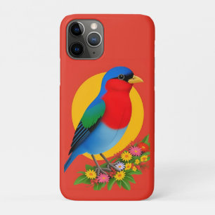 Funda Para iPhone 11 Pro Ilustración de pájaro colorido con fondo floral