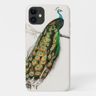Funda Para iPhone 11 Ilustración de pavo real Arte impreso vintage