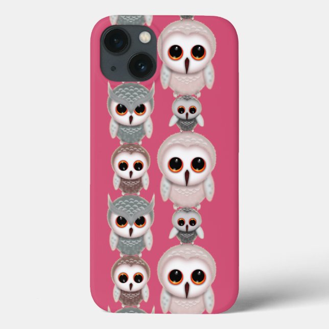 Funda De Case-Mate Para iPhone Ilustración de pequeños búhos lindos (Reverso)