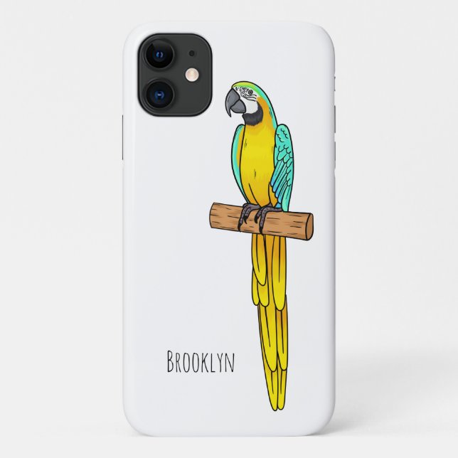 Funda De Case-Mate Para iPhone Ilustracion de personalizado de aves de macao azul (Reverso)