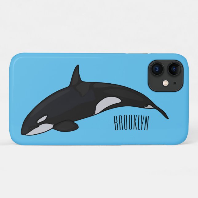 Funda De Case-Mate Para iPhone Ilustracion de personalizado de ballenas asesina (Reverso (horizontal))