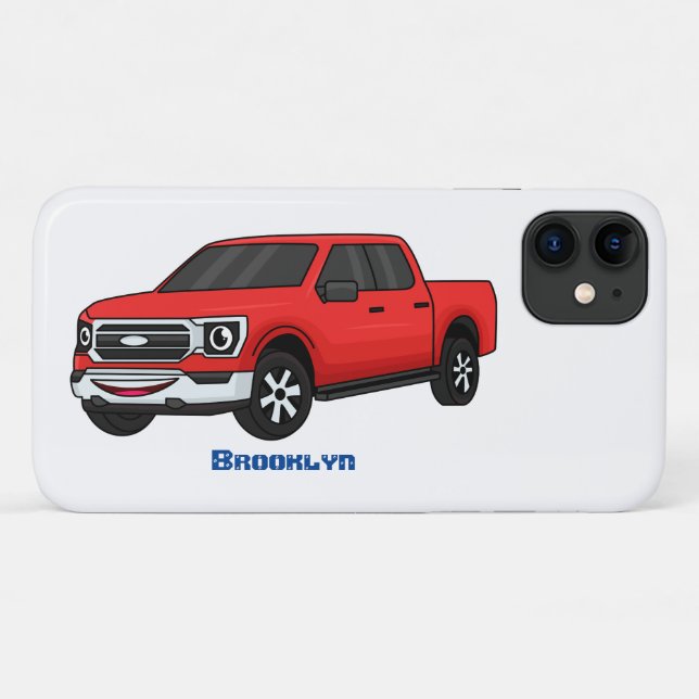 Funda De Case-Mate Para iPhone Ilustracion de personalizado de camioneta roja (Reverso (horizontal))