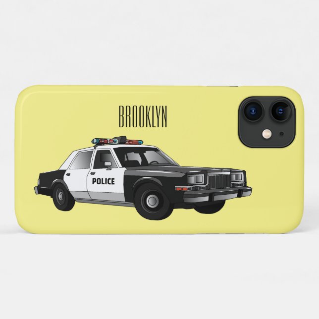 Funda De Case-Mate Para iPhone Ilustracion de personalizado de coches de policía (Reverso (horizontal))