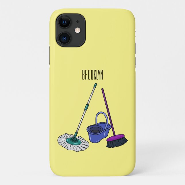Funda De Case-Mate Para iPhone Ilustracion de personalizado de escobas y mopas (Reverso)
