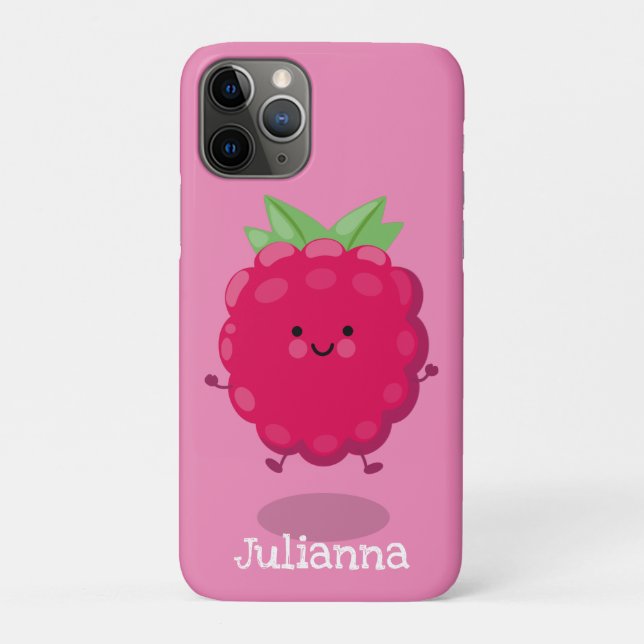 Funda De Case-Mate Para iPhone Ilustracion de personalizado de frambuesa alegre (Reverso)