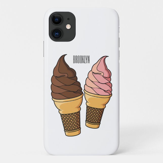 Funda De Case-Mate Para iPhone Ilustracion de personalizado de helado de cono (Reverso)