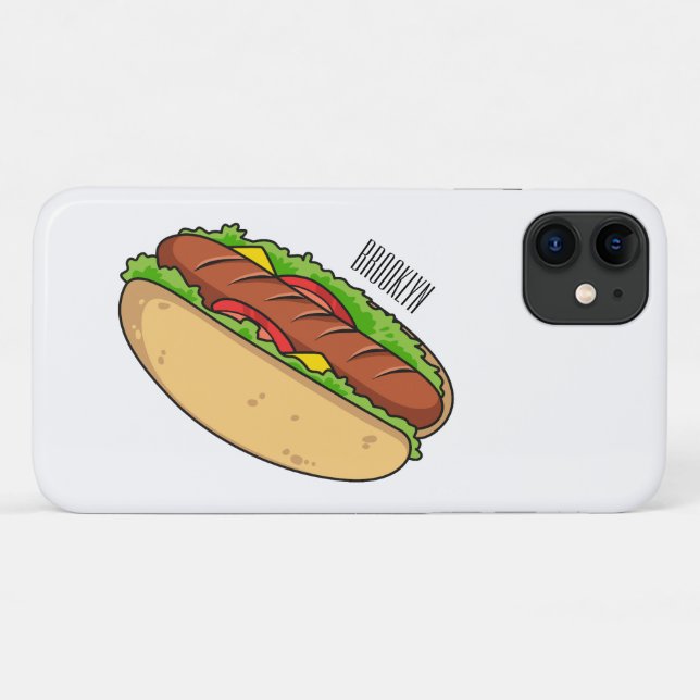 Funda De Case-Mate Para iPhone Ilustracion de personalizado de hot dog (Reverso (horizontal))