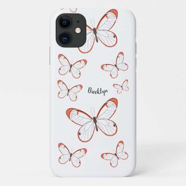 Funda De Case-Mate Para iPhone Ilustracion de personalizado de mariposa de vidrio (Reverso)