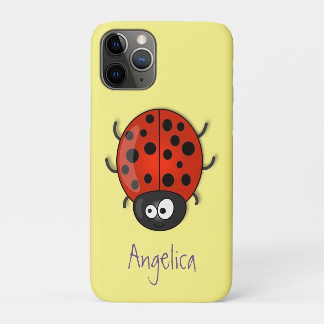 Funda De Case-Mate Para iPhone Ilustracion de personalizado de mariquita roja fel (Reverso)