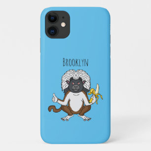 Funda Para iPhone 11 Ilustracion de personalizado de mono Tamarin Top d