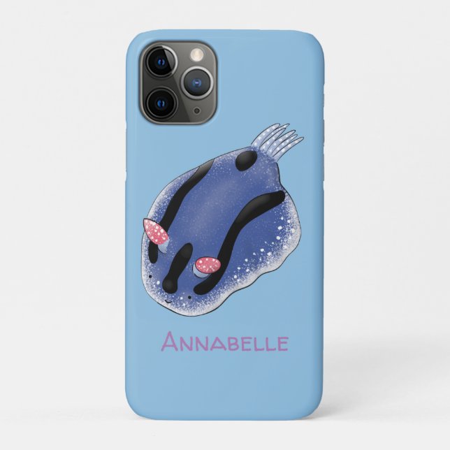 Funda De Case-Mate Para iPhone Ilustracion de personalizado de nudibranquias azul (Reverso)