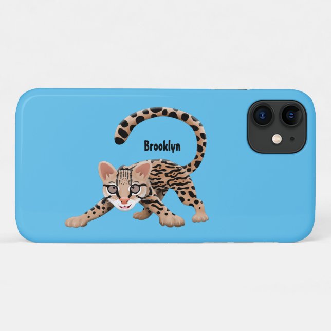 Funda De Case-Mate Para iPhone Ilustracion de personalizado de ocelot de Cute (Reverso (horizontal))