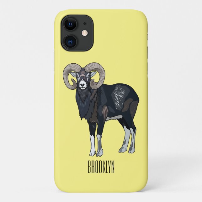 Funda De Case-Mate Para iPhone Ilustracion de personalizado de ovino Mouflon (Reverso)