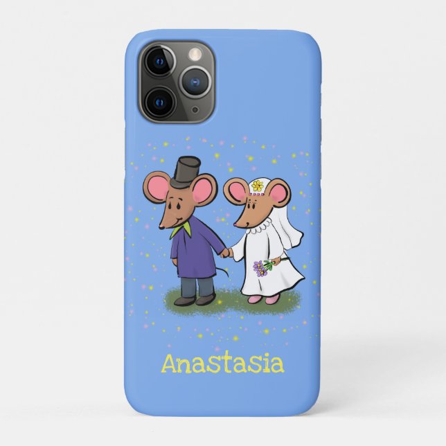 Funda De Case-Mate Para iPhone Ilustracion de personalizado de pareja de ratones (Reverso)