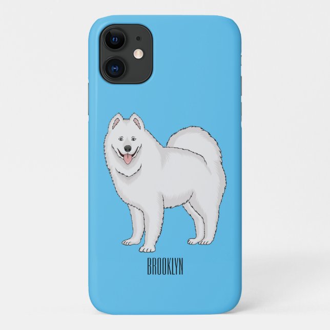 Funda De Case-Mate Para iPhone Ilustracion de personalizado de perro de Samoyed (Reverso)