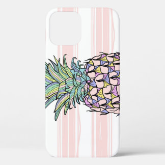 Funda Para iPhone 12 Ilustracion de piña vintage colorido.