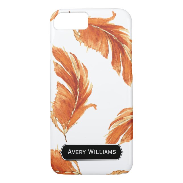 Funda De Case-Mate Para iPhone Ilustracion de plumas de acuarela de otoño (Reverso)