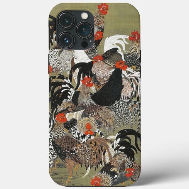 Funda De Case-Mate Para iPhone Ilustracion de Roosters Hen de Ito Jakuchu (Reverso )