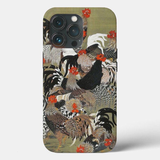 Funda De Case-Mate Para iPhone Ilustracion de Roosters Hen de Ito Jakuchu (Reverso )