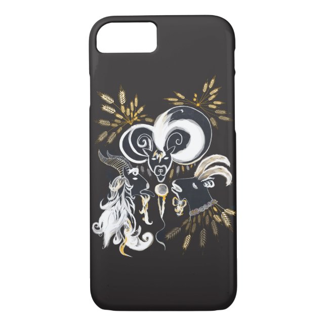 Funda De Case-Mate Para iPhone Ilustracion de tinta de cabras cantantes en blanco (Reverso)
