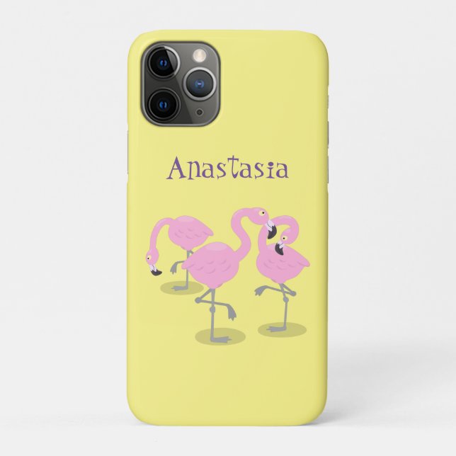Funda De Case-Mate Para iPhone Ilustracion de trío de flamingo rosado (Reverso)