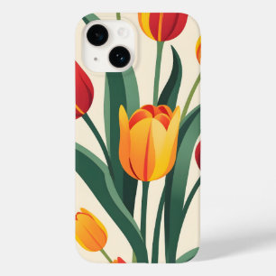 Funda Para iPhone 14 De Case-Mate Ilustracion de tulipán negrita