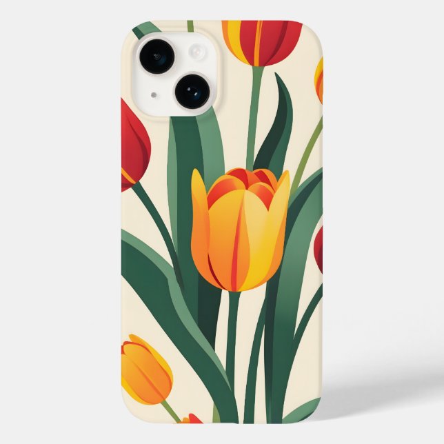 Funda De Case-Mate Para iPhone Ilustracion de tulipán negrita (Reverso )