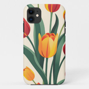 Funda Para iPhone 11 Ilustracion de tulipán negrita