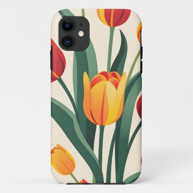 Funda De Case-Mate Para iPhone Ilustracion de tulipán negrita (Reverso)