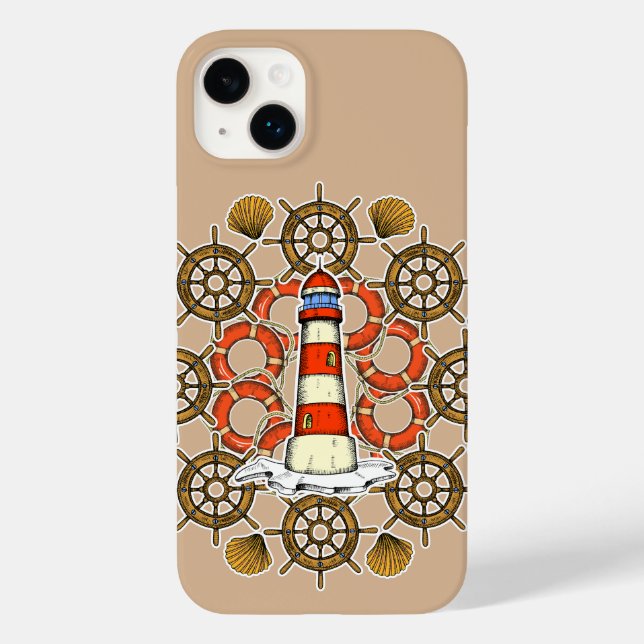 Funda De Case-Mate Para iPhone Ilustracion del faro costero (Reverso )