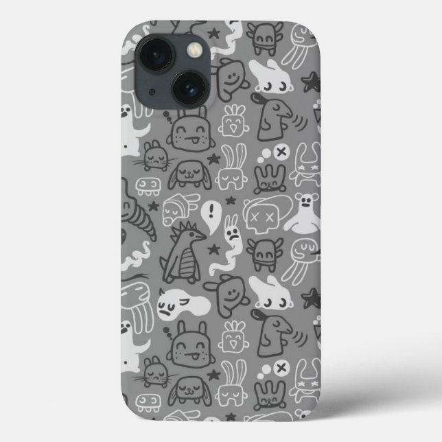 Funda De Case-Mate Para iPhone ilustracion del modelo de los doodles (Reverso)