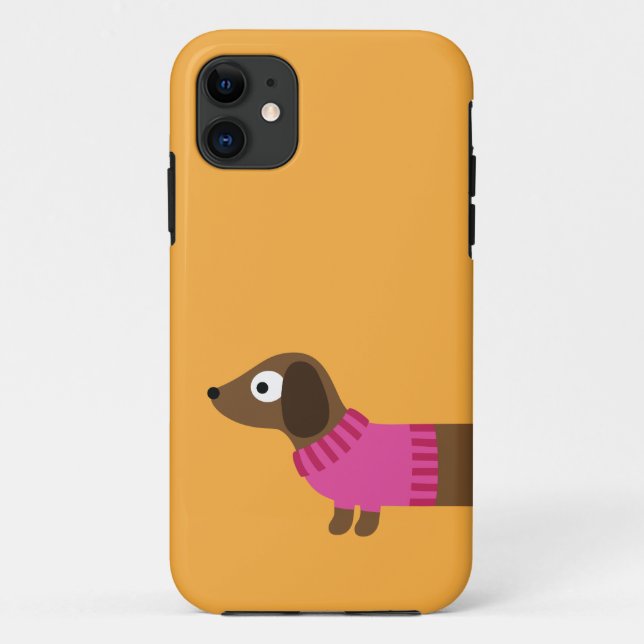 Funda De Case-Mate Para iPhone Ilustracion diachshund largo (Reverso)