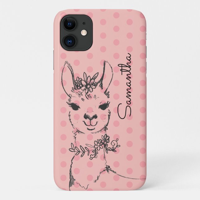 Funda De Case-Mate Para iPhone ilustracion dibujado a mano y puntos rosados de po (Reverso)