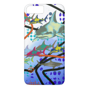 Funda Para iPhone 8 Plus/7 Plus ilustracion digital de tiburones