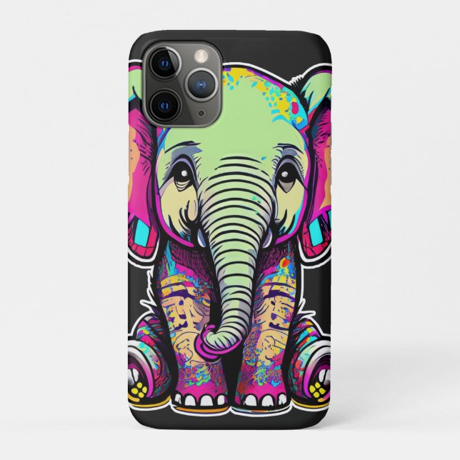 Funda De Case-Mate Para iPhone Ilustración digital de un bebé elefante lindo sent (Reverso)