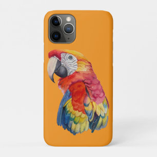 Funda Para iPhone 11 Pro Ilustración en Acuarela de Loro Colorido