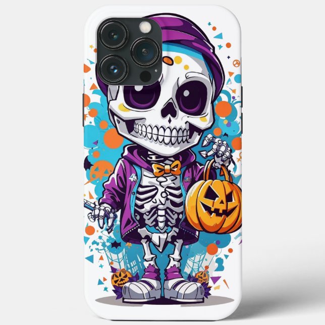 Funda De Case-Mate Para iPhone ilustracion esqueleto de halloween (Reverso )