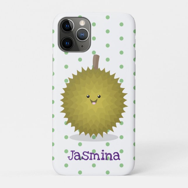 Funda De Case-Mate Para iPhone Ilustracion feliz personalizado duriano (Reverso)