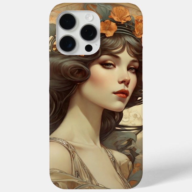 Funda De Case-Mate Para iPhone Ilustracion femenino con Art Nouveau (Reverso )
