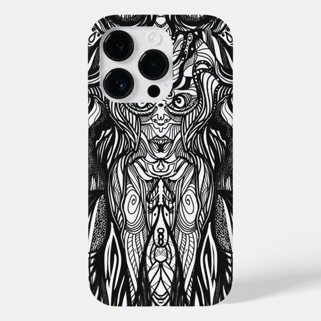 Funda De Case-Mate Para iPhone Ilustracion femenino con tinta negra (Reverso )