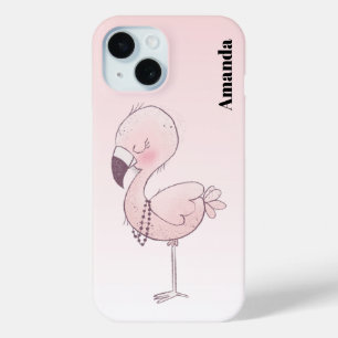 Funda Para iPhone 15 Ilustracion Flamingo Rosa