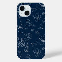 Ilustracion floral azul de la Marina moderna