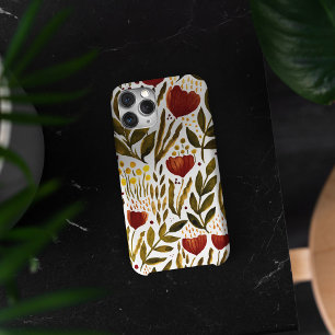 Funda Para iPhone 13 Pro Ilustracion floral botánico naranja quemado