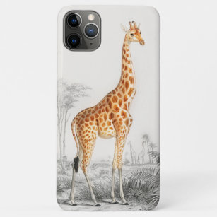 Funda Para iPhone 11 Pro Max Ilustracion Giraffe Impresión de arte vintage